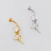 DANGLE SPARKLING MARQUISE CZ FAIRY CHARM BELLY BUTTON NAVEL RING 316L SURGICAL STEEL